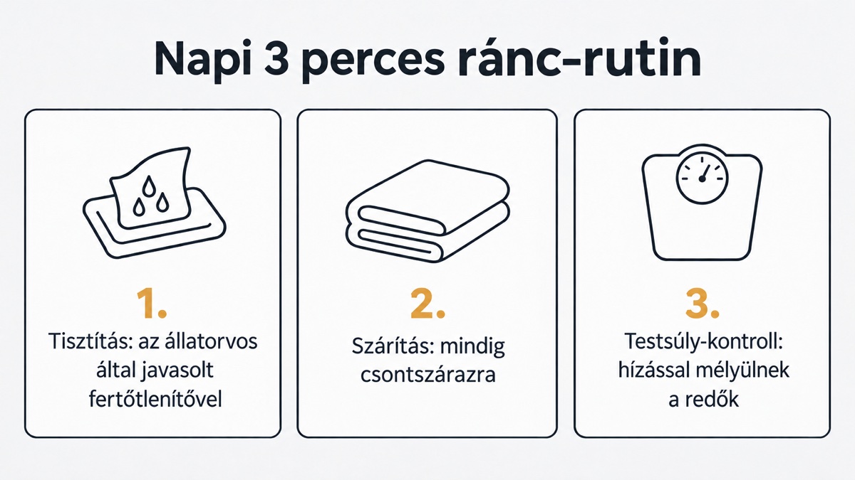 Háromlépéses ránc-rutin francia bulldognak: tisztítás, szárítás, testsúly-kontroll